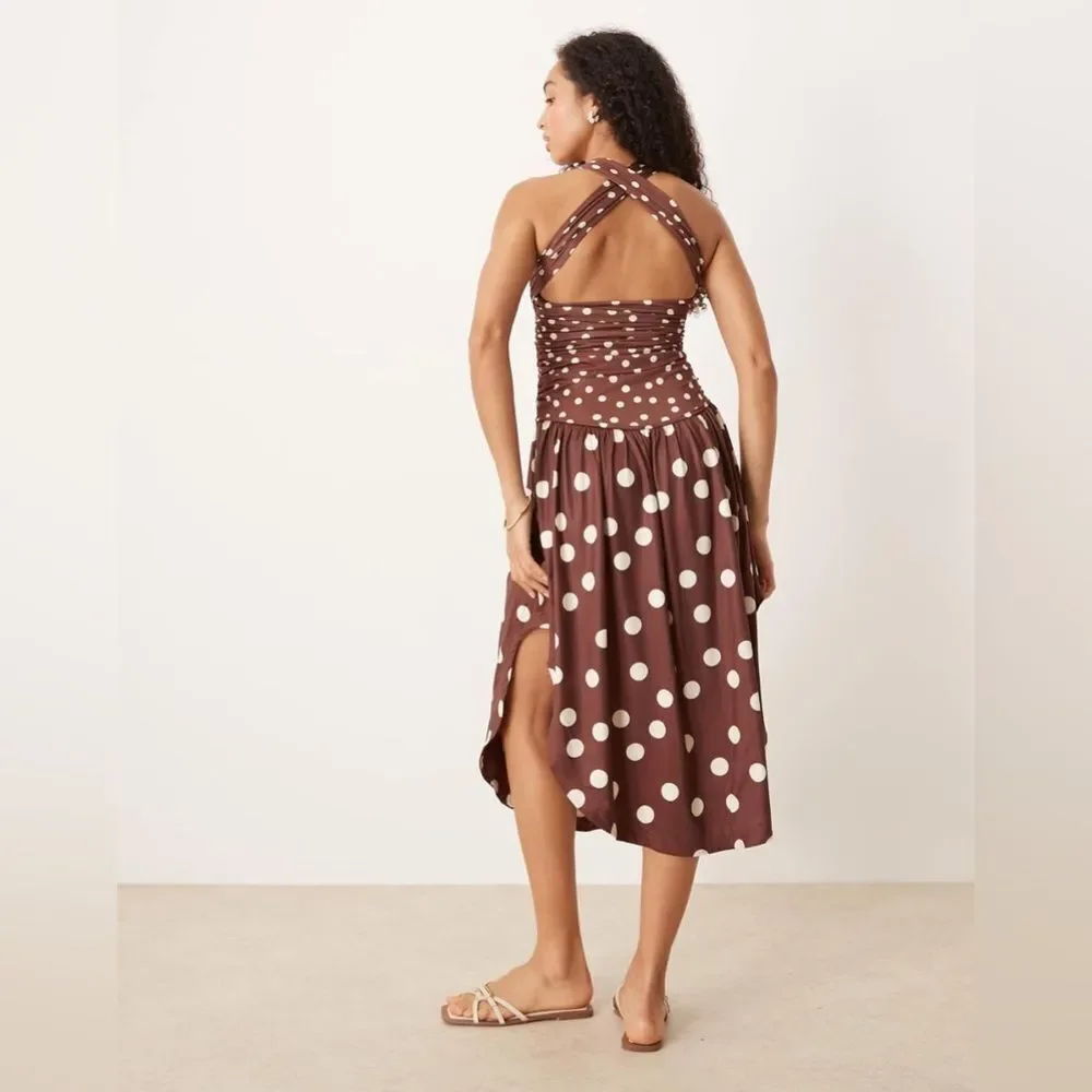 Free People Raylon Variegated Polka Dot Midi Dress